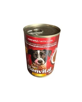 BONVİTAL 400 GR KUZU ETLİ PARÇA ETLİ YETİŞKİN KÖPEK MAMASI 400GR KONSERVE PAKET 12Lİ